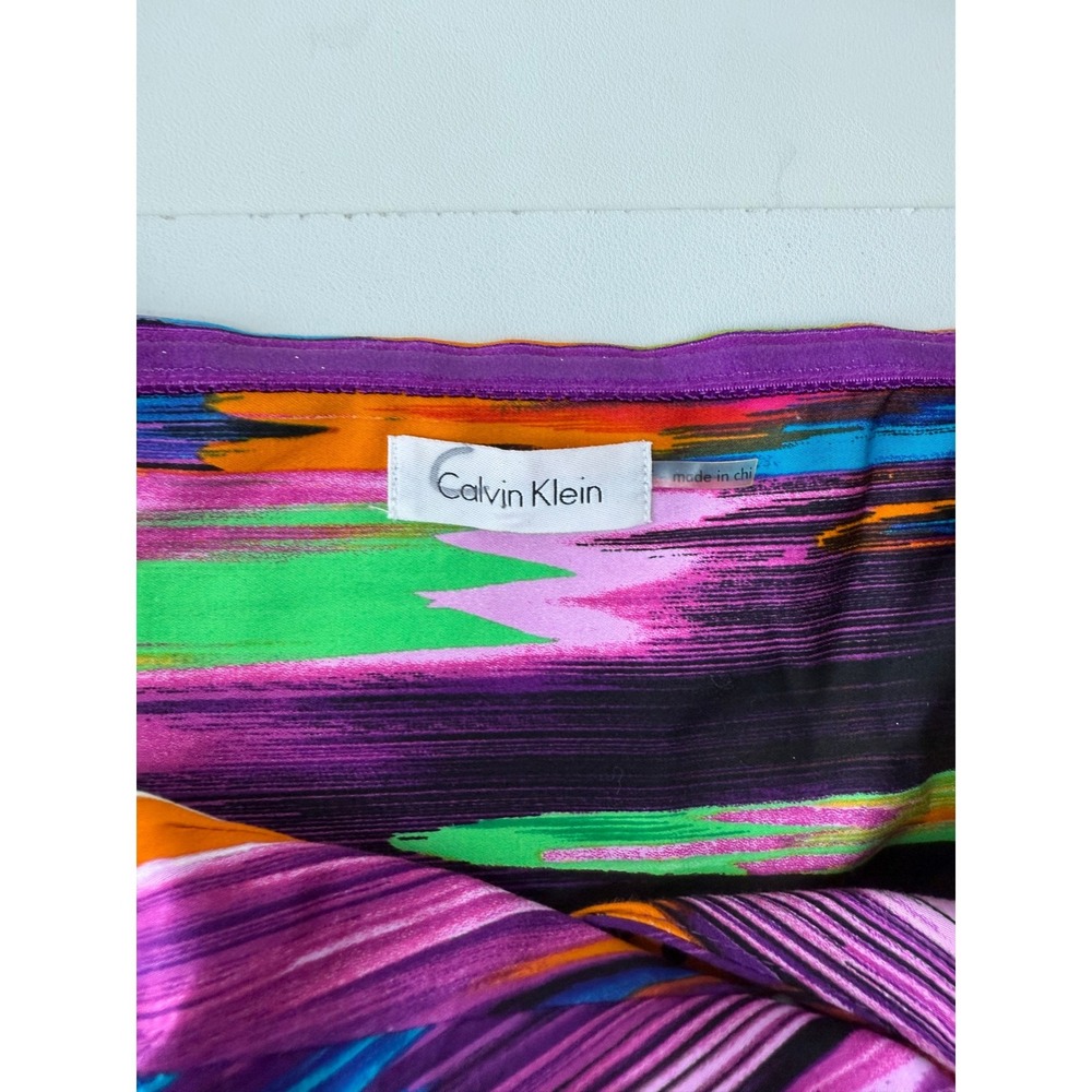 Calvin Klein Womens Abstract Multicolor Halter Fit & Flare Dress Size Large - Picture 7 of 8